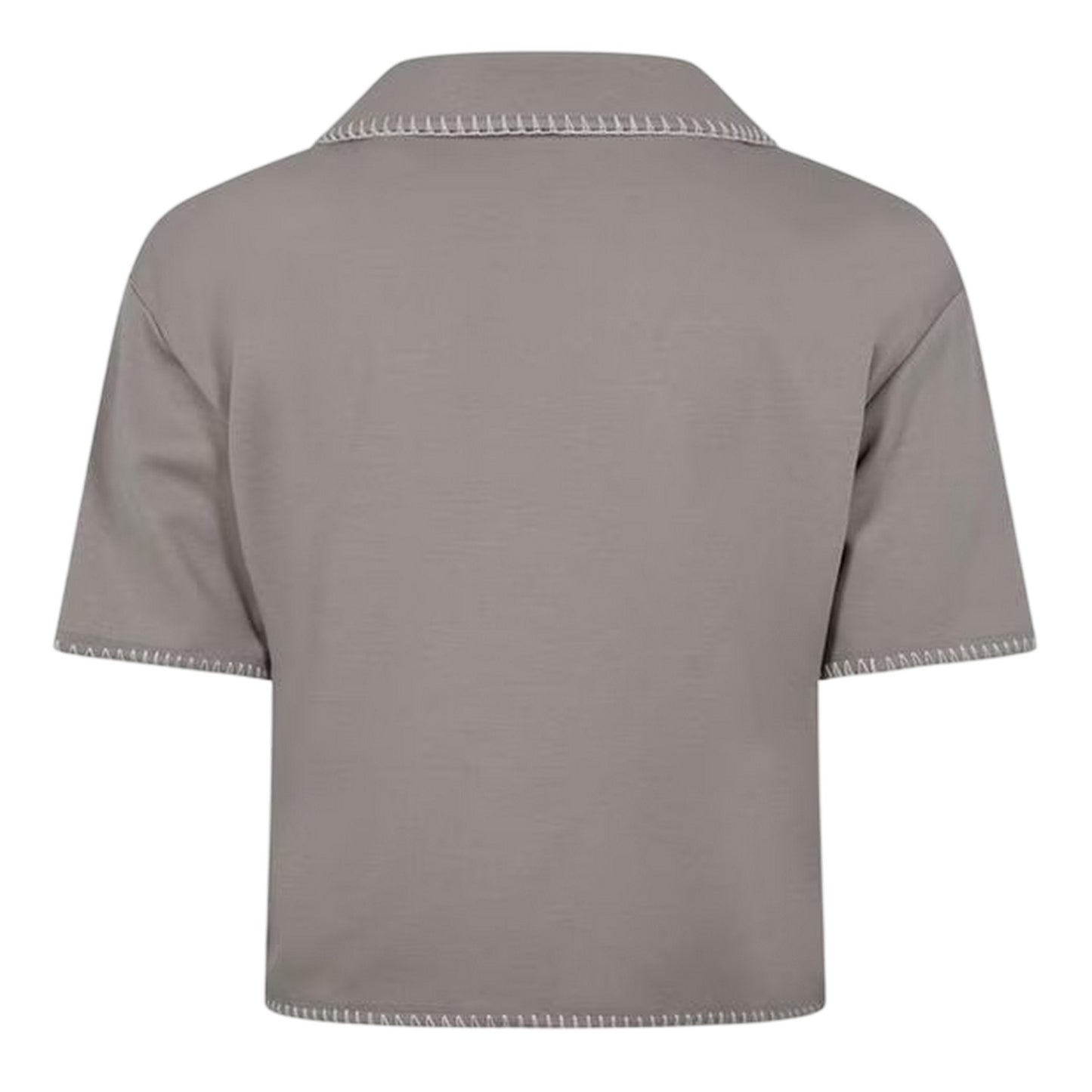 Taupe - Back - Jack Wills Womens-Ladies Collared V Neck Crop Top