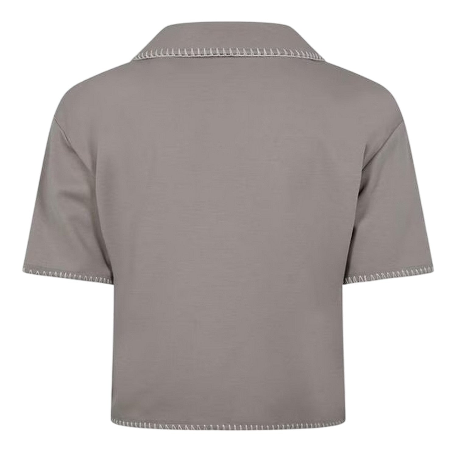 Taupe - Back - Jack Wills Womens-Ladies Collared V Neck Crop Top