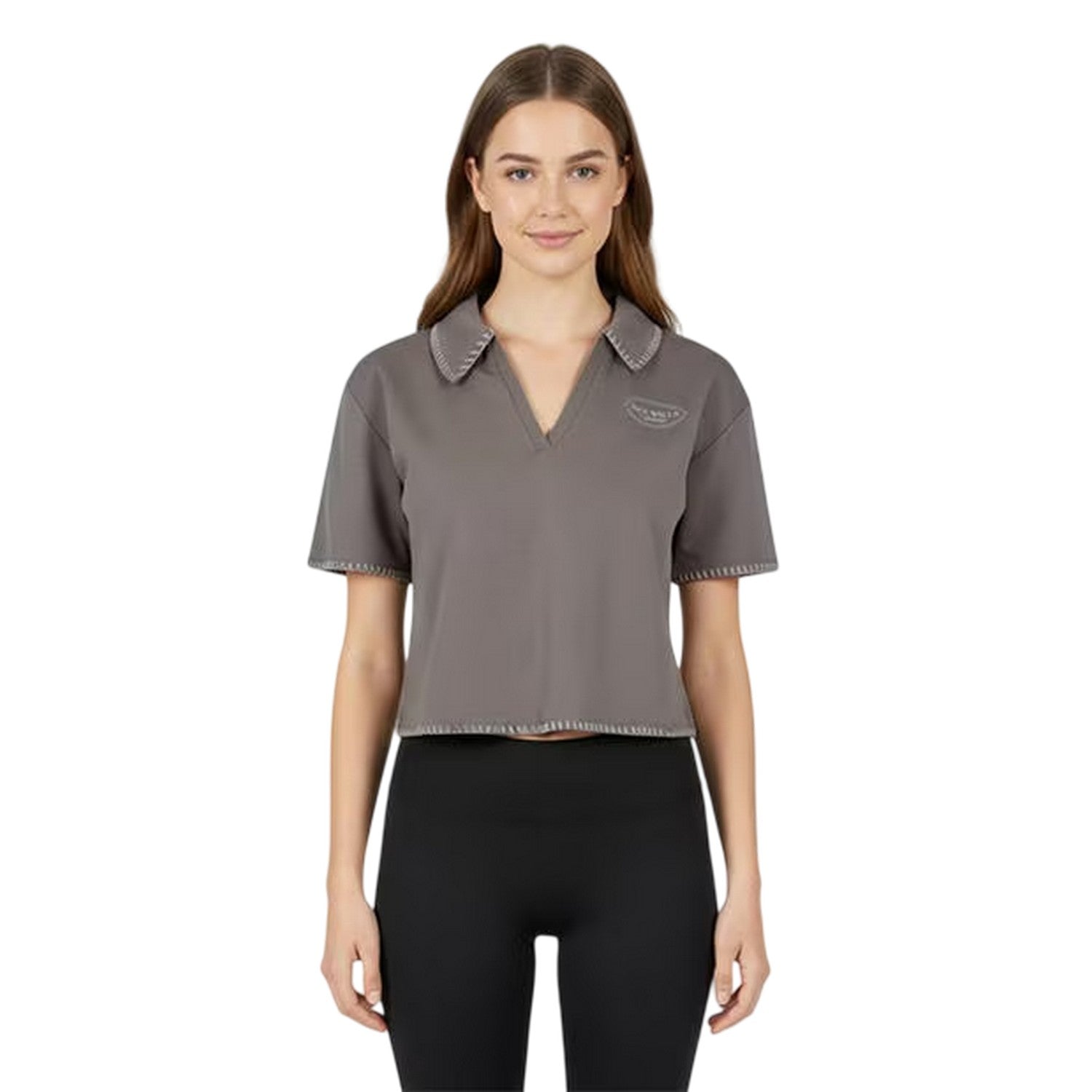 Taupe - Side - Jack Wills Womens-Ladies Collared V Neck Crop Top