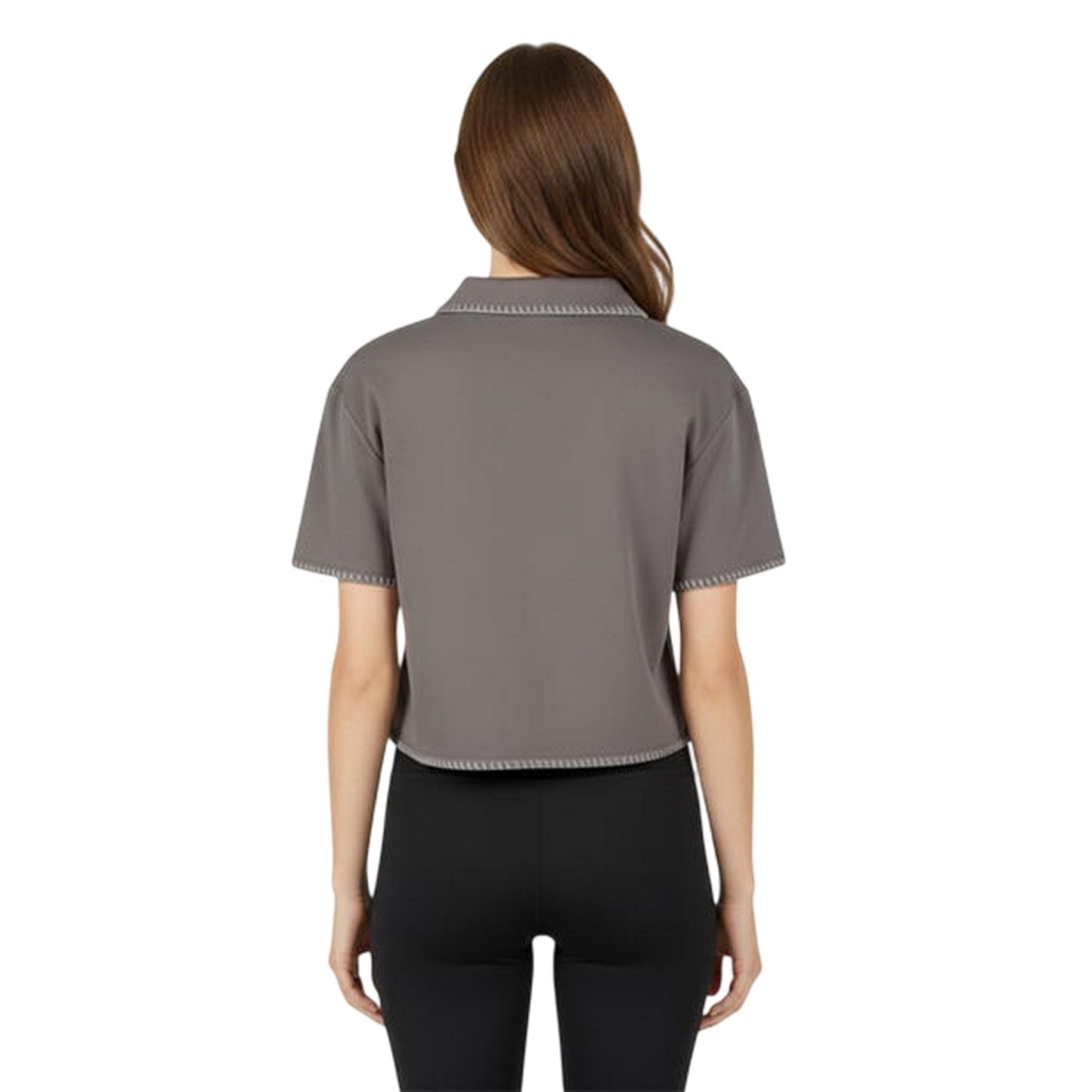 Taupe - Lifestyle - Jack Wills Womens-Ladies Collared V Neck Crop Top