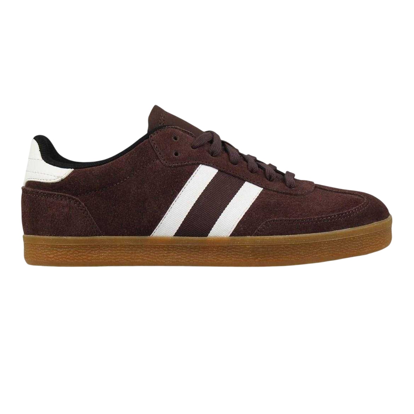 Brown-Black-Gum - Front - Jack Wills Womens-Ladies Newbury Stripe Detail Suede Trainers