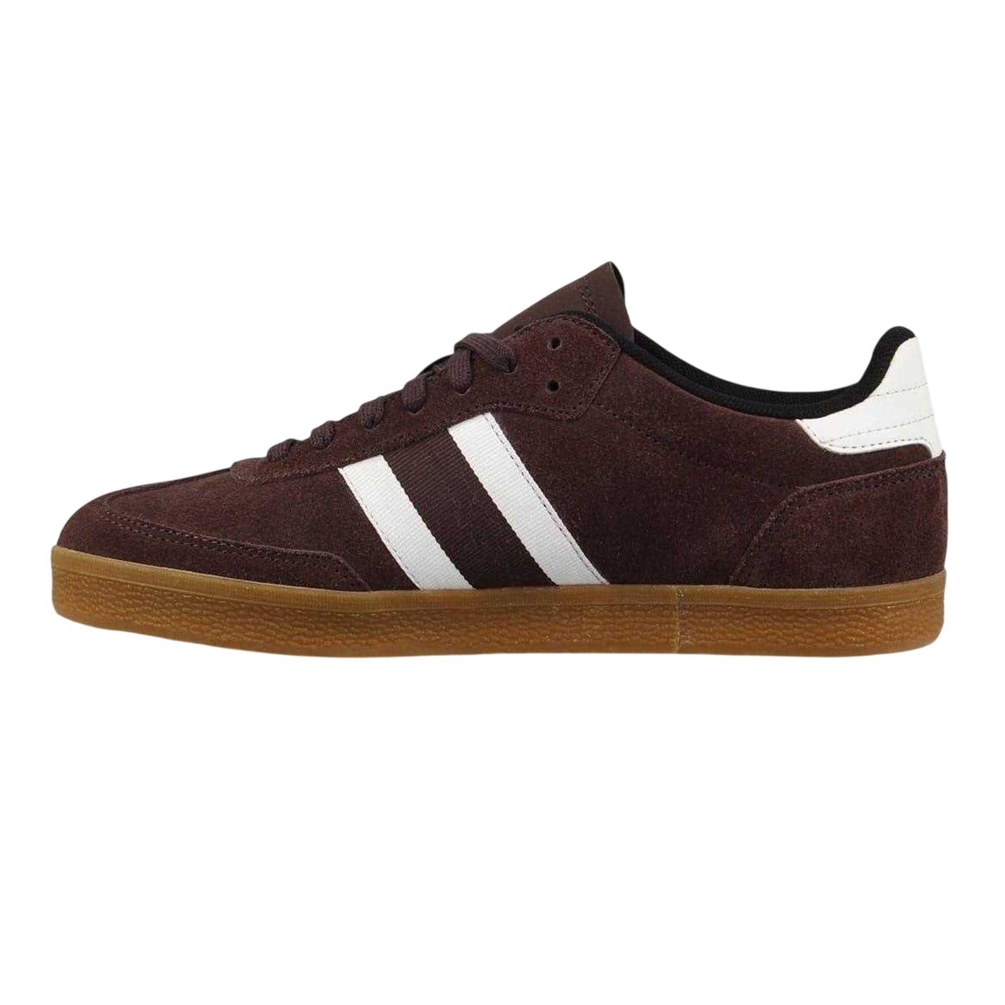 Brown-Black-Gum - Back - Jack Wills Womens-Ladies Newbury Stripe Detail Suede Trainers