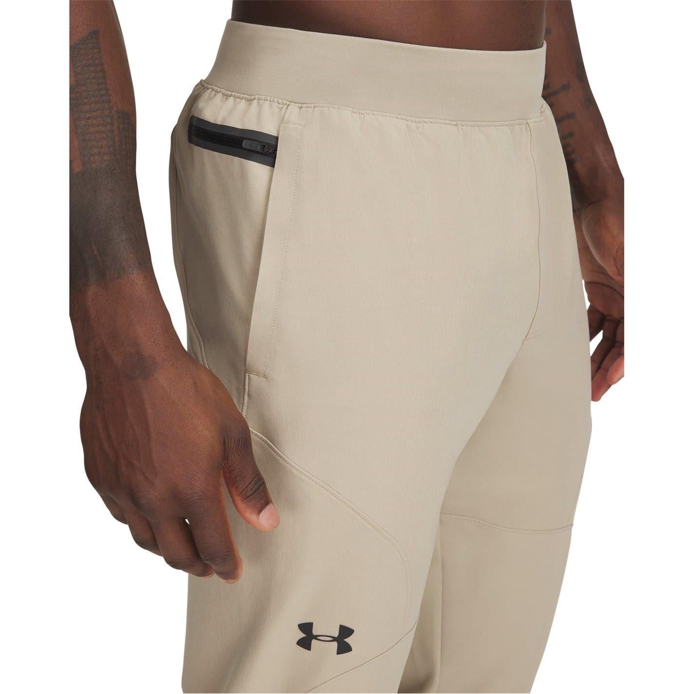 Brown - Side - Under Armour Mens Unstoppable Tapered Jogging Bottoms