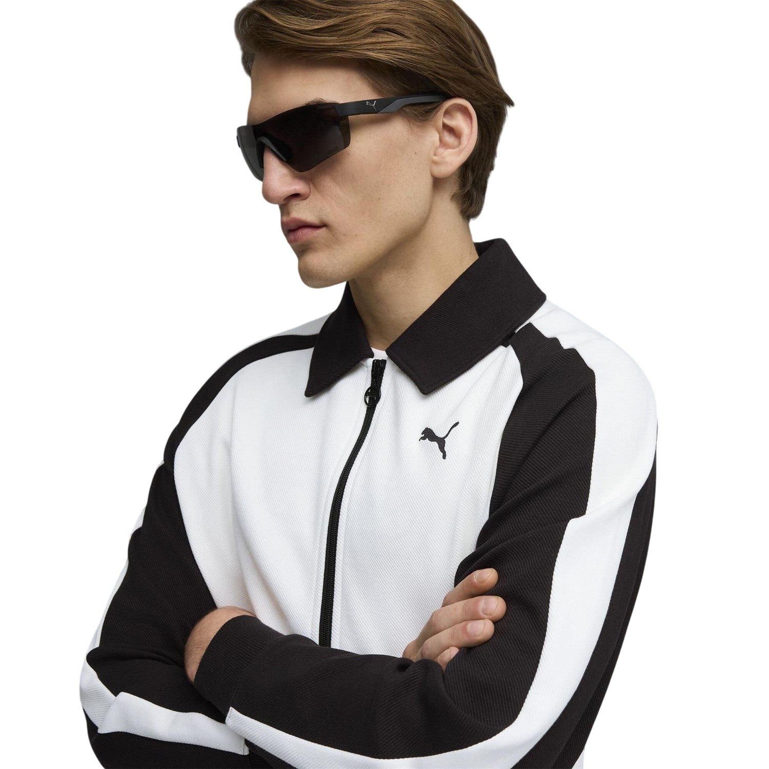 White-Black - Side - Puma Mens T7 Tracksuit Top