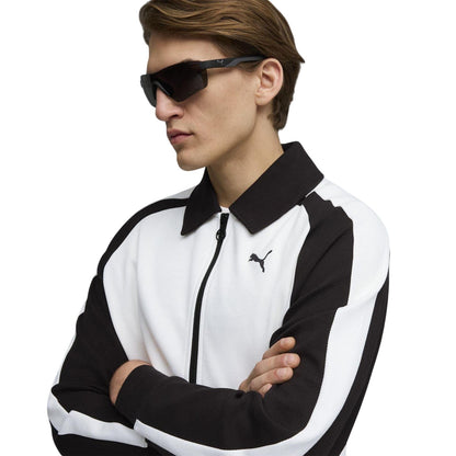 White-Black - Side - Puma Mens T7 Tracksuit Top