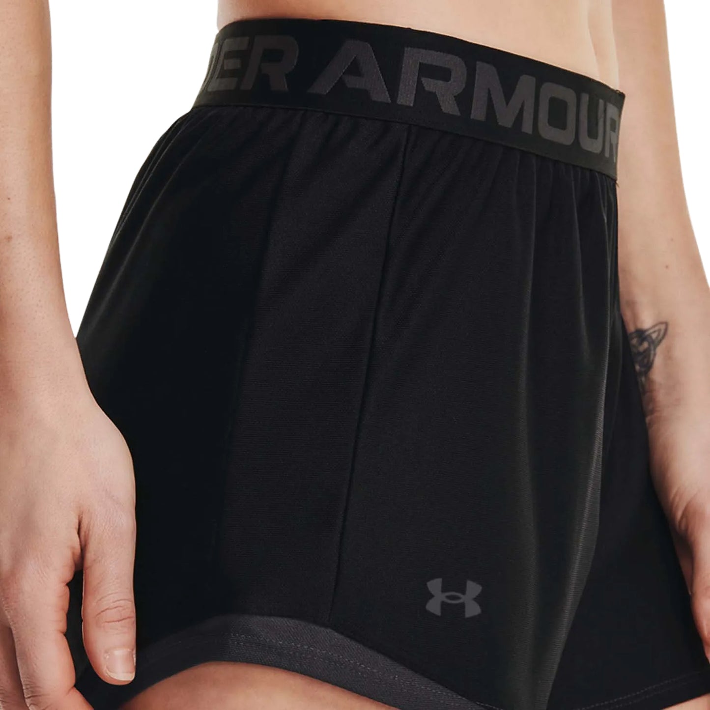Black - Side - Under Armour Womens-Ladies Play Up 2.0 Shorts