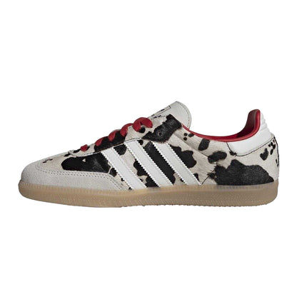White - Side - Adidas Womens-Ladies Samba OG Cow Print Leather Trainers