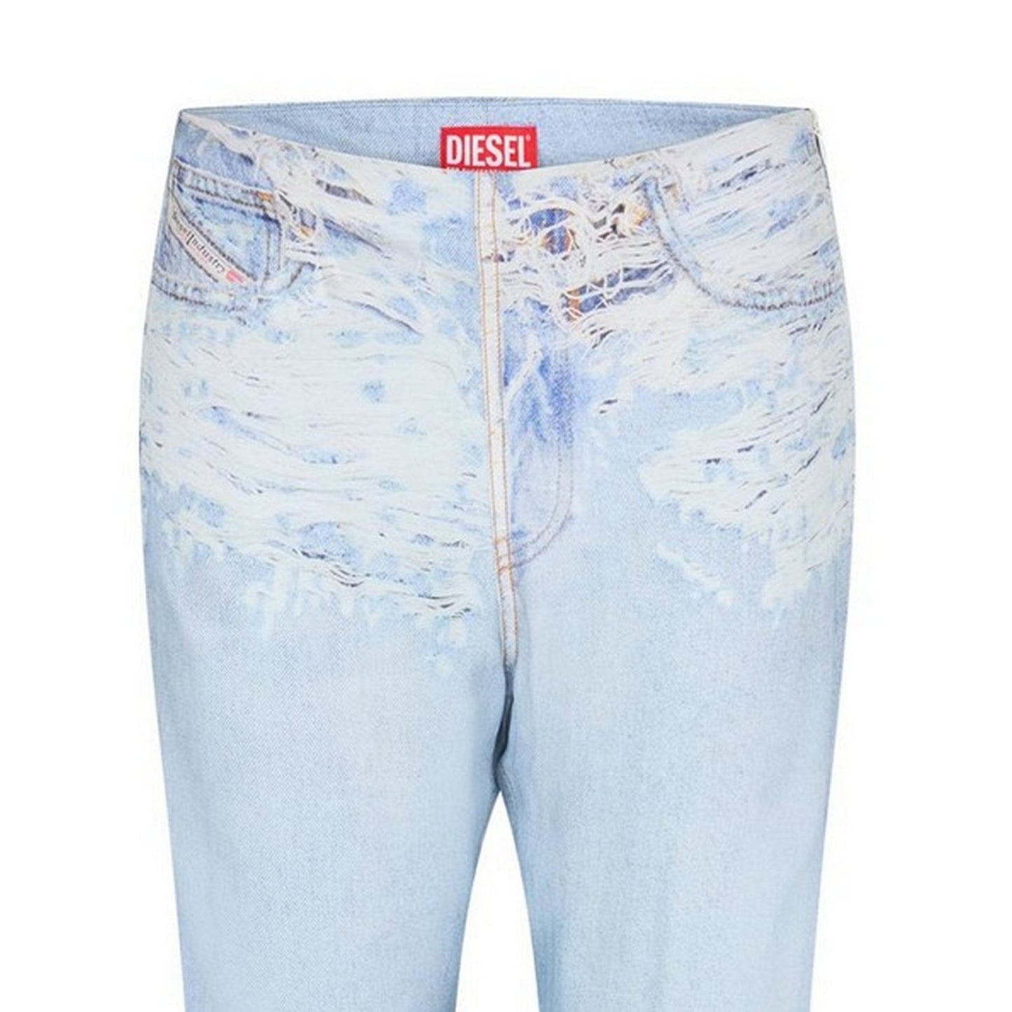 Blue Denim - Side - Diesel Womens-Ladies P-Sarky 5 Pockets Straight Leg Jeans