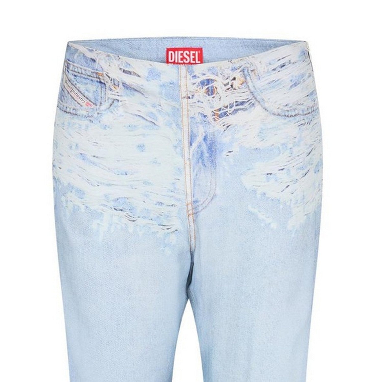 Blue Denim - Side - Diesel Womens-Ladies P-Sarky 5 Pockets Straight Leg Jeans