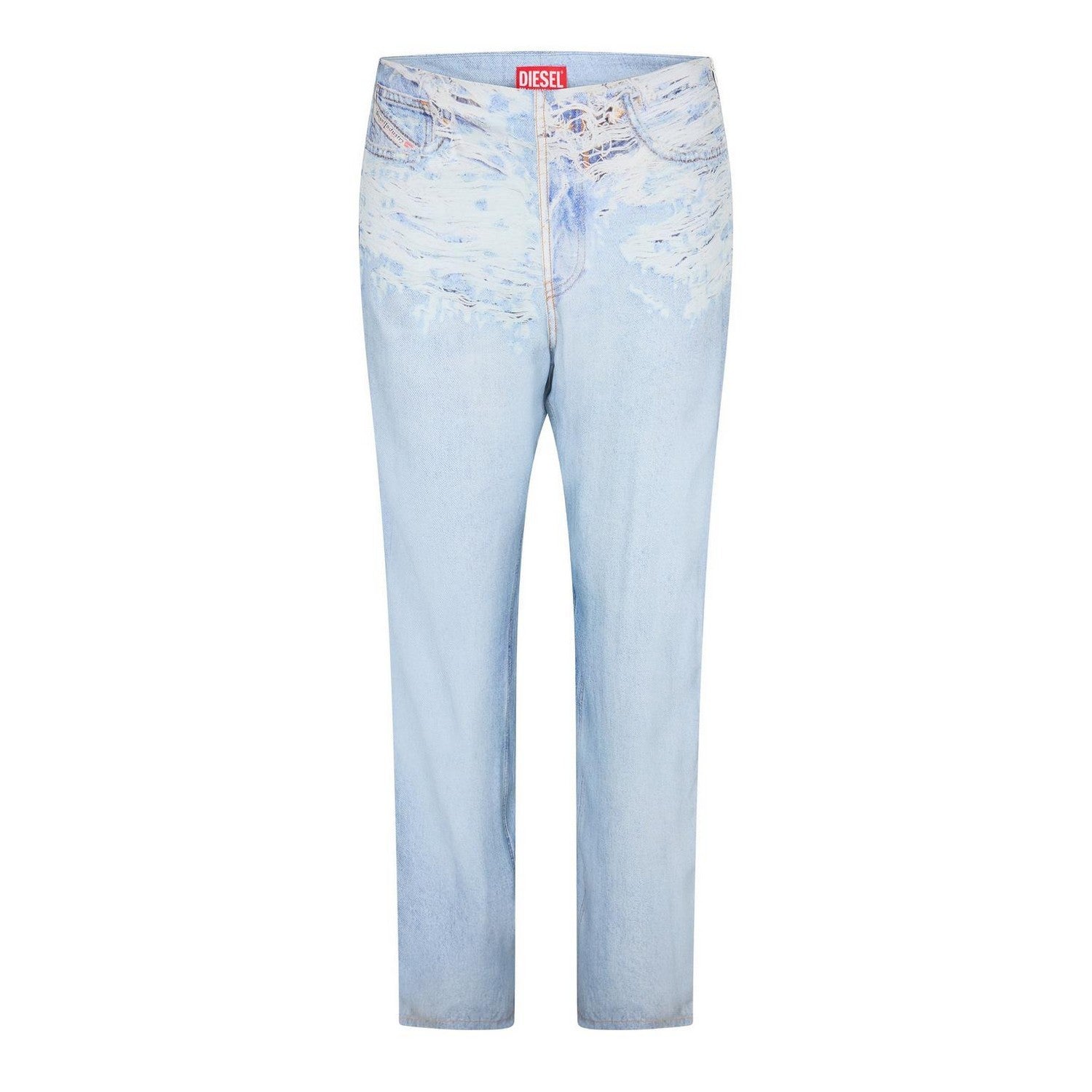 Blue Denim - Front - Diesel Womens-Ladies P-Sarky 5 Pockets Straight Leg Jeans