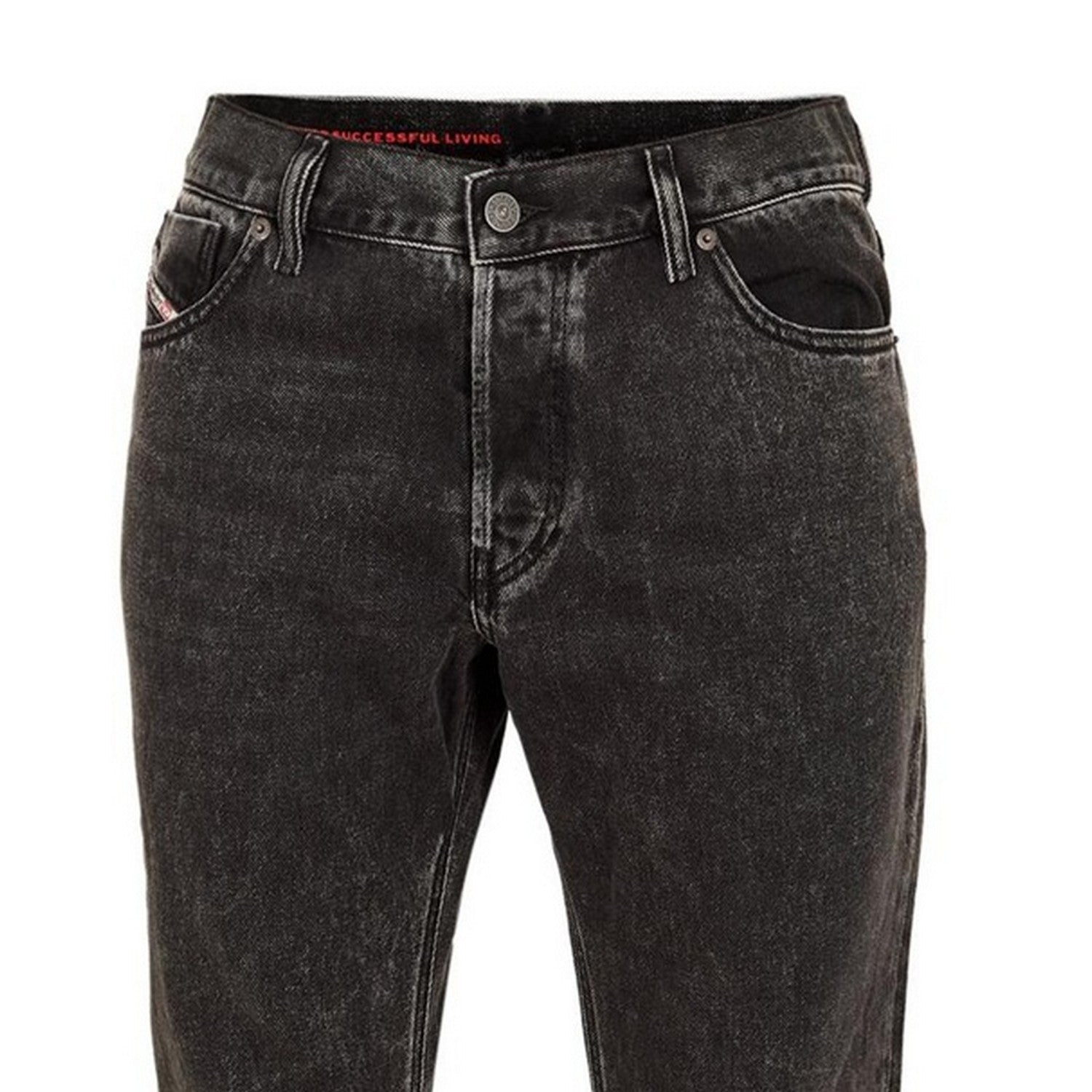 Black-Grey - Side - Diesel Mens 1995 Denim Straight Leg Jeans