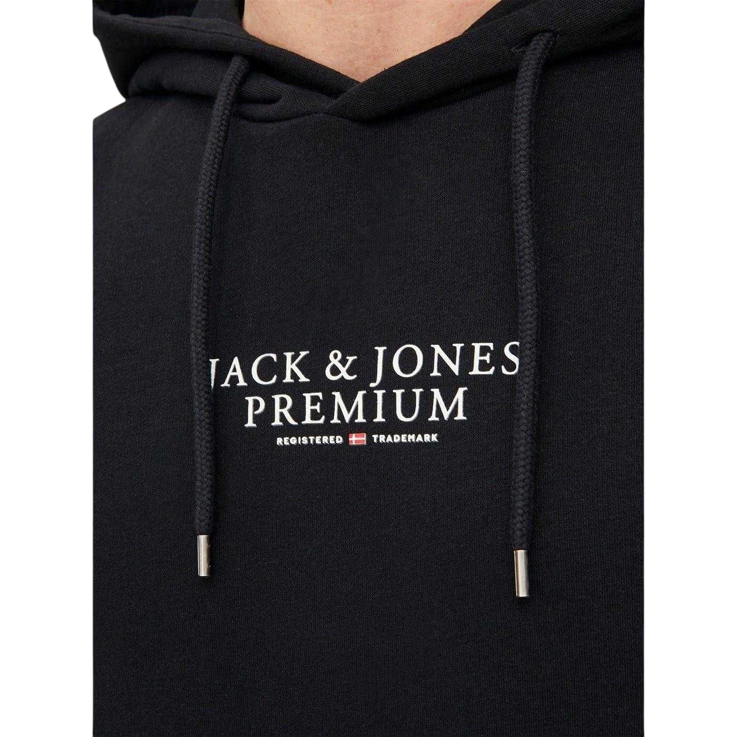 Black - Side - Jack And Jones Mens Bluarchie Logo Long-Sleeved Hoodie