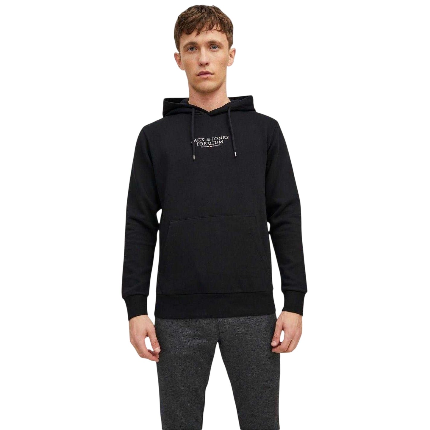 Black - Lifestyle - Jack And Jones Mens Bluarchie Logo Long-Sleeved Hoodie
