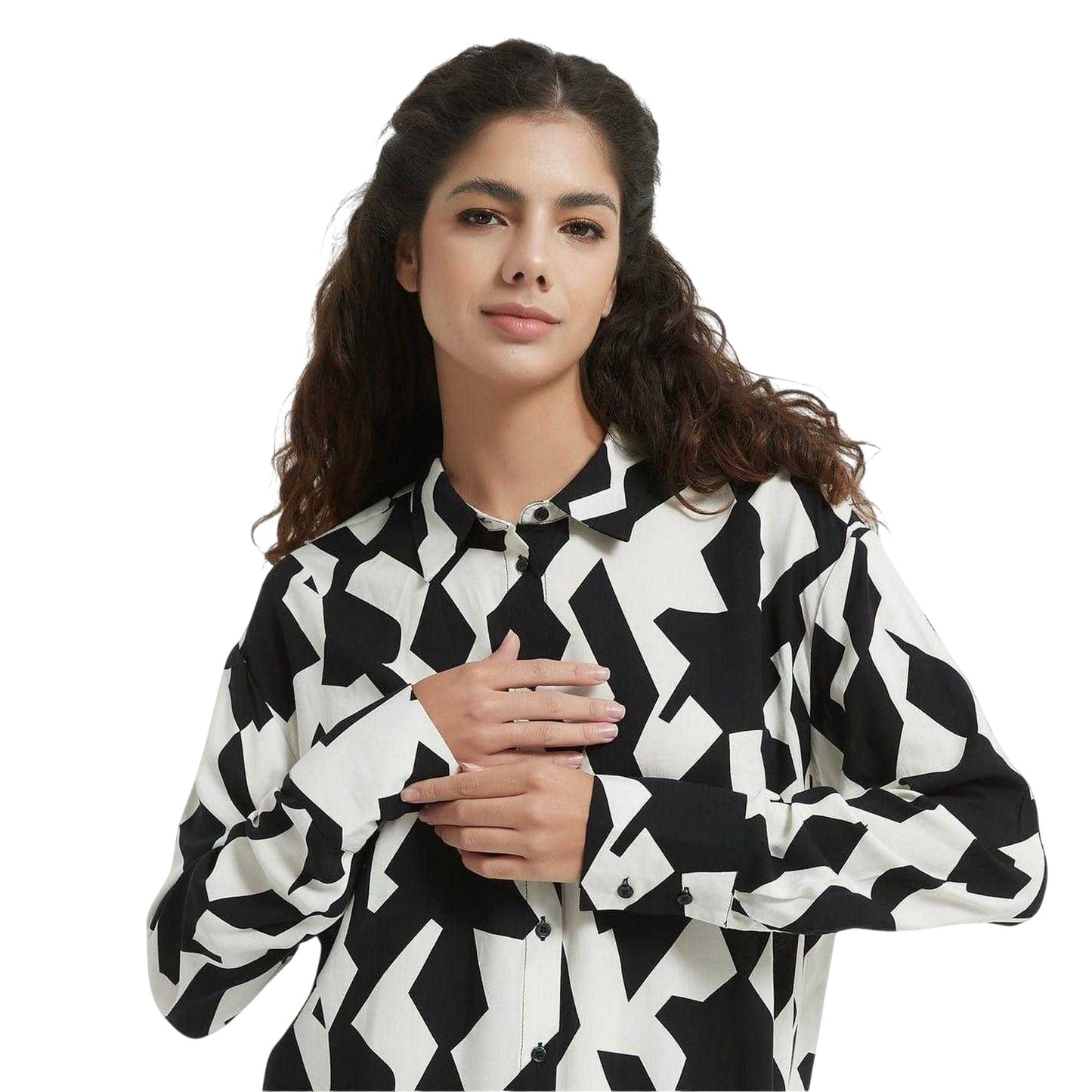 Black-White - Side - Be You Womens-Ladies Monochrome Shirt