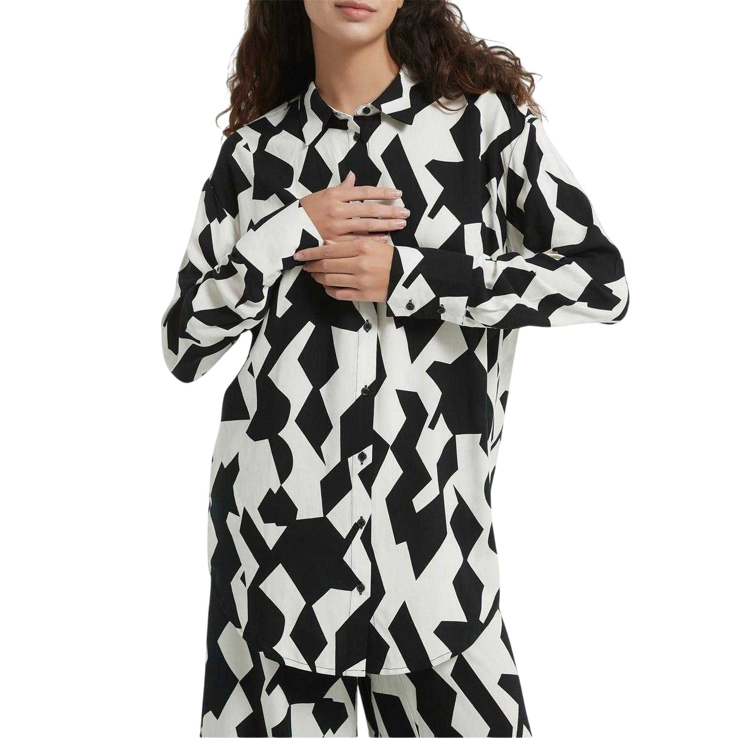 Black-White - Front - Be You Womens-Ladies Monochrome Shirt