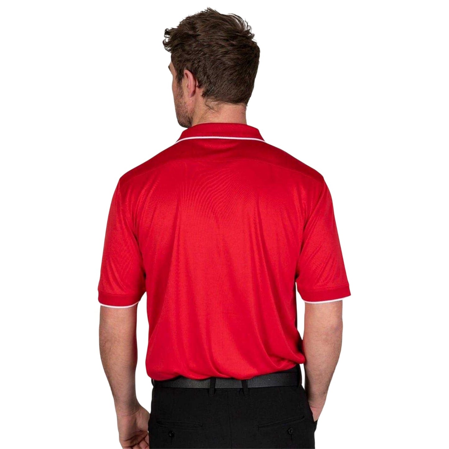 Red - Back - Island Green Mens Performance Golf Polo Shirt