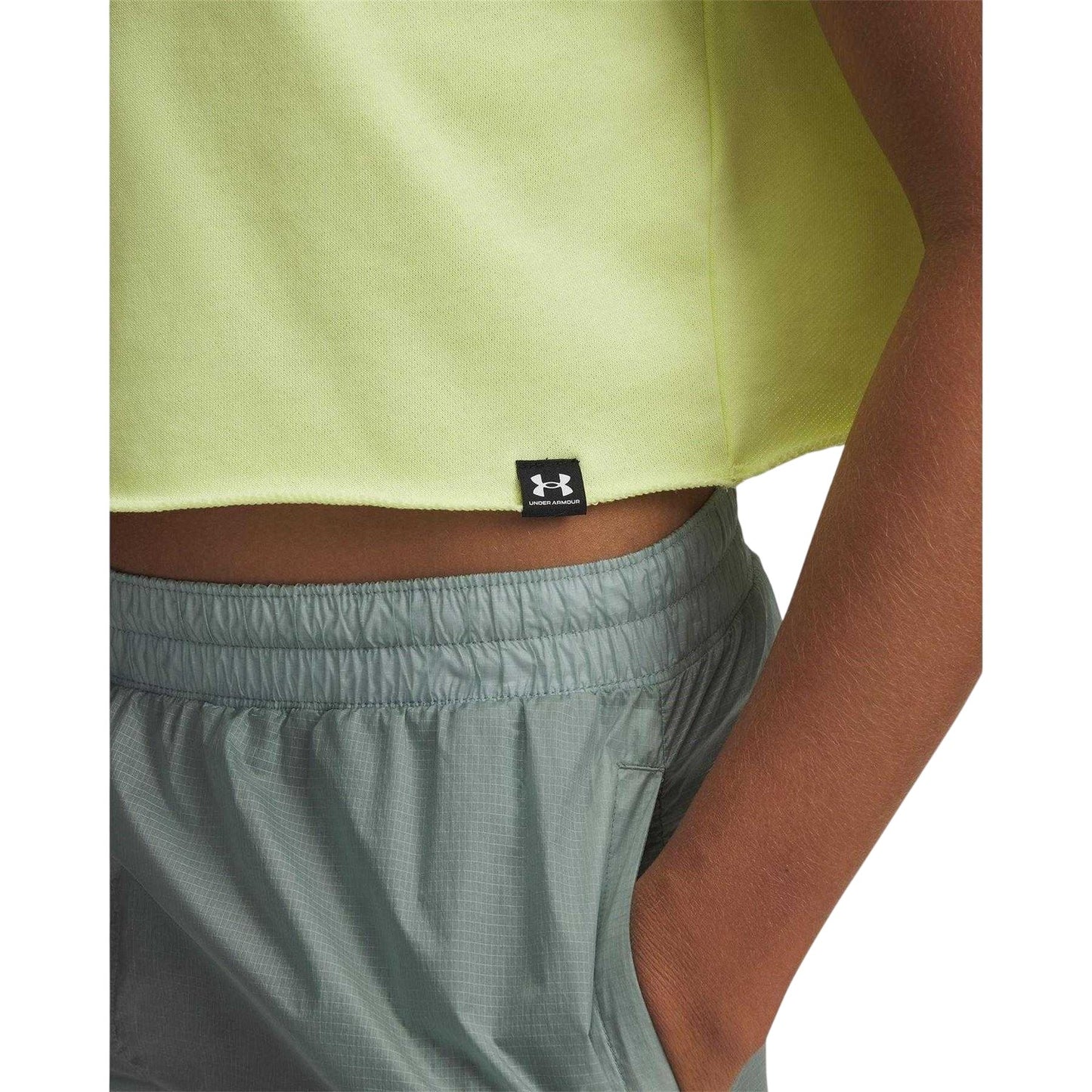 Yellow-White - Side - Under Armour Womens-Ladies Icon Terrycloth Cropped Polo Shirt
