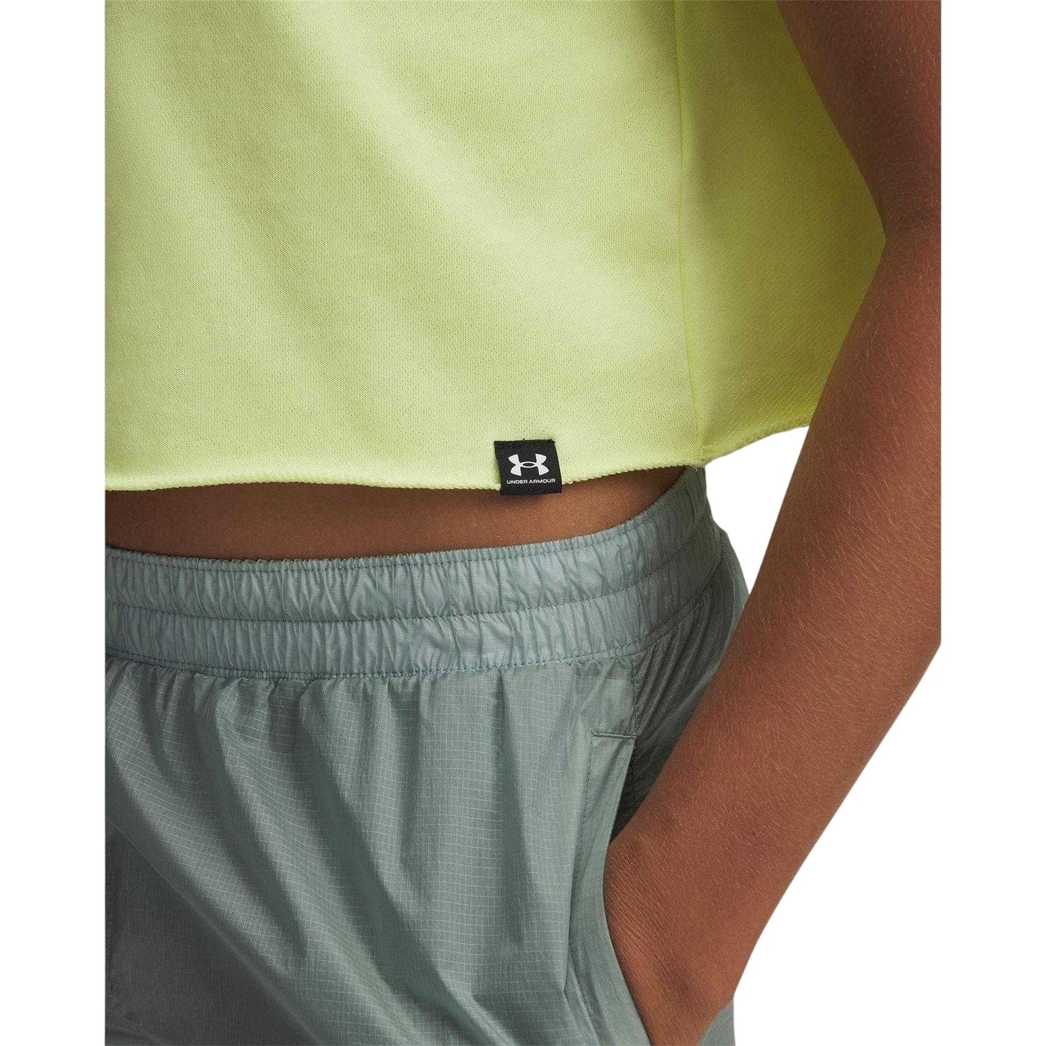 Yellow-White - Side - Under Armour Womens-Ladies Icon Terrycloth Cropped Polo Shirt