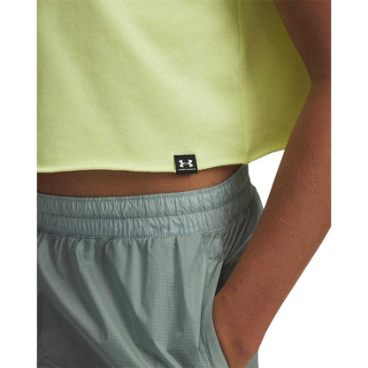Yellow-White - Side - Under Armour Womens-Ladies Icon Terrycloth Cropped Polo Shirt