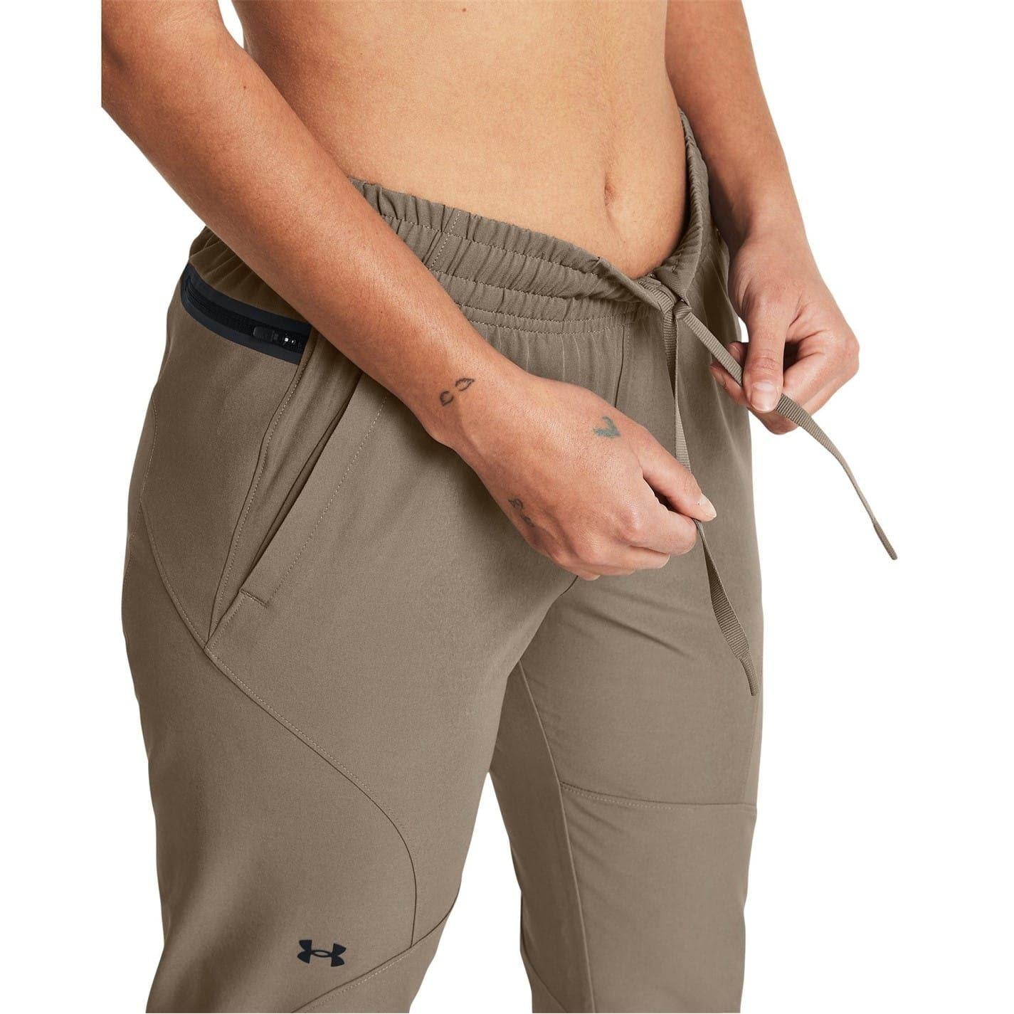 Brown - Side - Under Armour Womens-Ladies Unstoppable Performance Tracksuit Bottoms