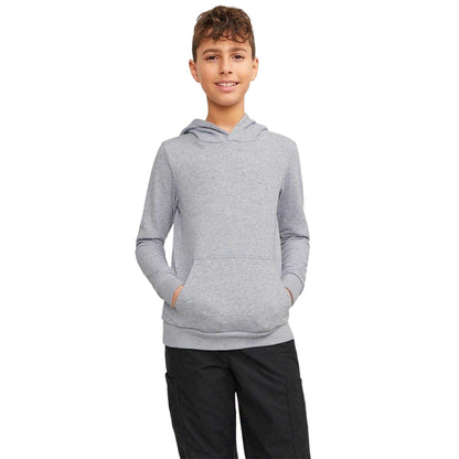 Light Grey Melange Marl - Front - Jack And Jones Boys Bradley Pullover Hoodie