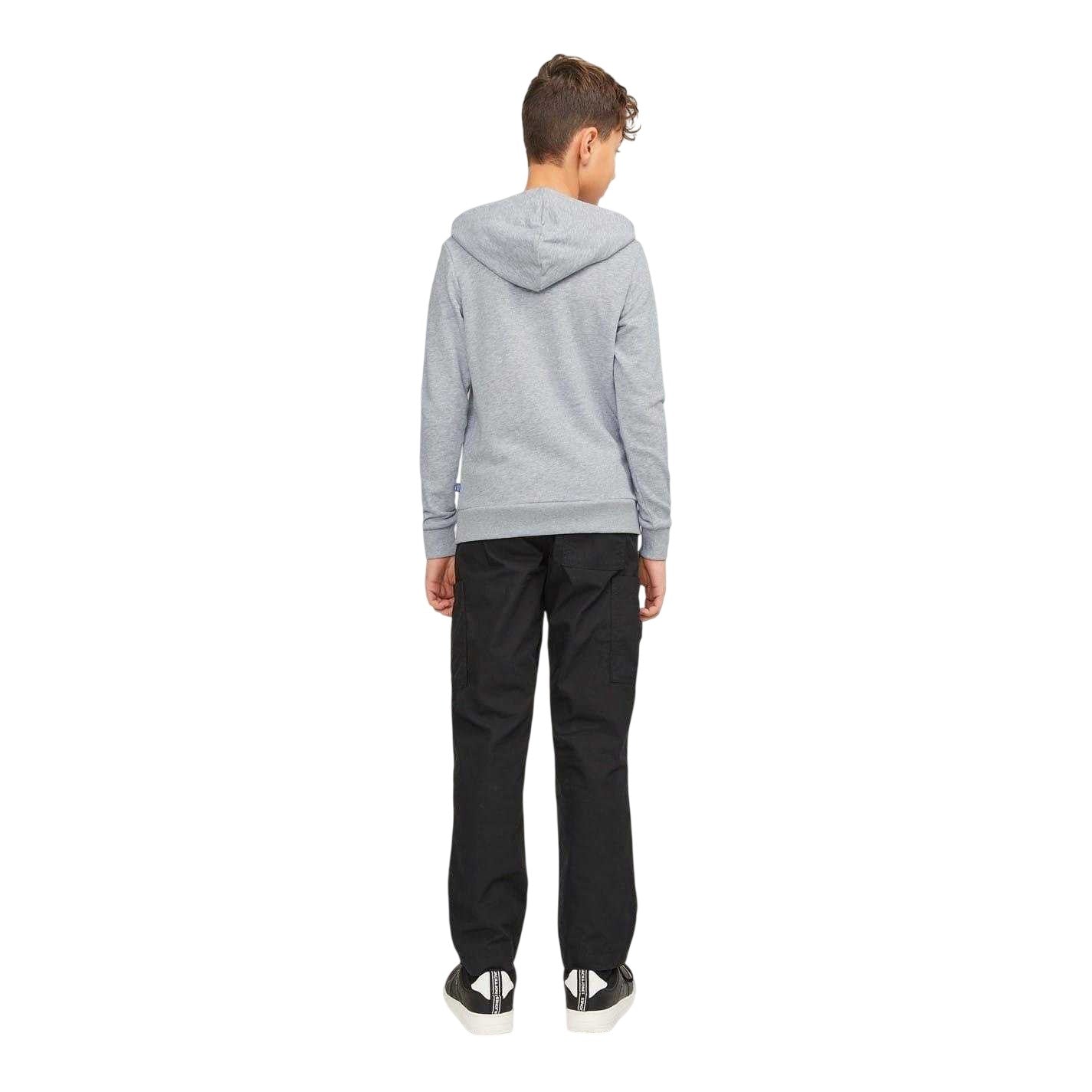 Light Grey Melange Marl - Back - Jack And Jones Boys Bradley Pullover Hoodie