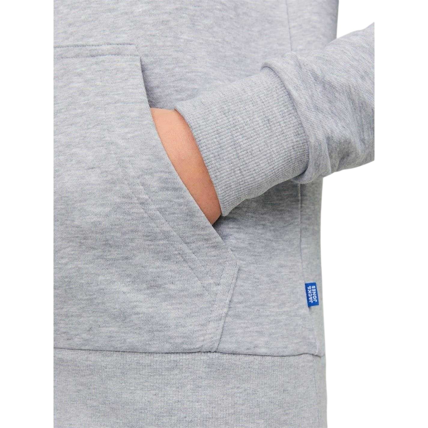 Light Grey Melange Marl - Side - Jack And Jones Boys Bradley Pullover Hoodie