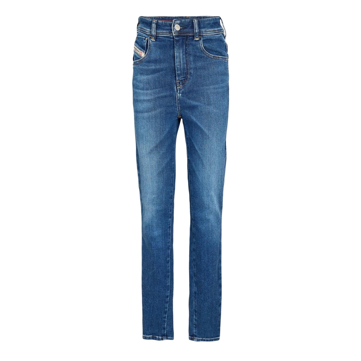 Blue Denim - Front - Diesel Womens-Ladies High Rise Straight Leg Jeans