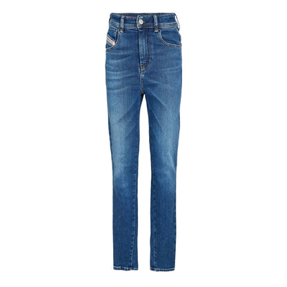 Blue Denim - Front - Diesel Womens-Ladies High Rise Straight Leg Jeans