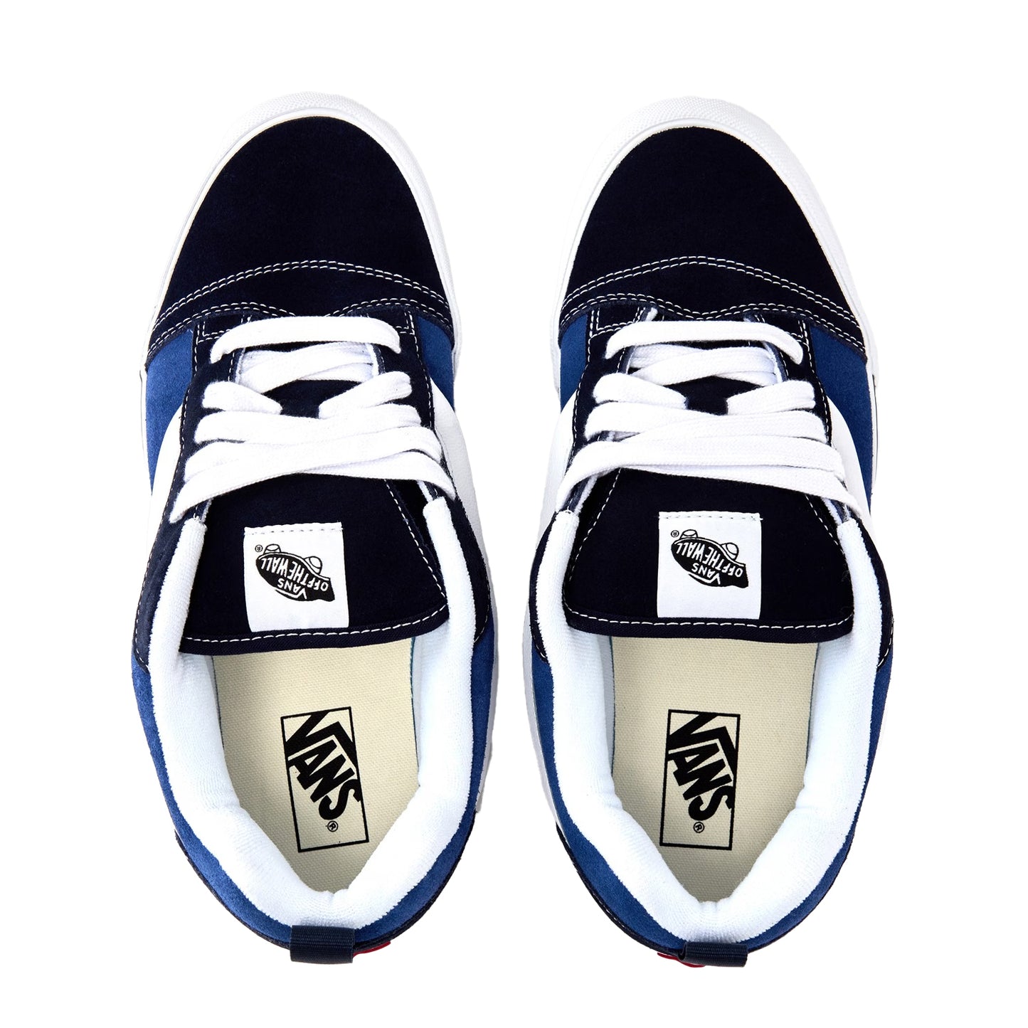 Navy-White - Side - Vans Mens Knu Skool Padded Suede Skate Shoes
