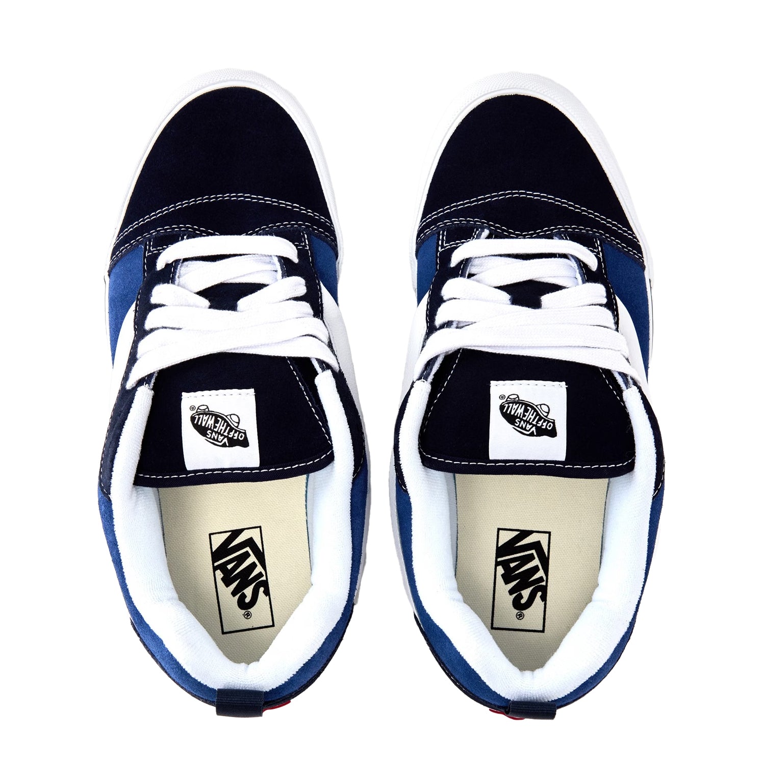 Navy-White - Side - Vans Mens Knu Skool Padded Suede Skate Shoes