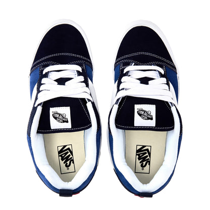 Navy-White - Side - Vans Mens Knu Skool Padded Suede Skate Shoes