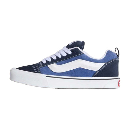 Navy-True White - Side - Vans Mens Knu Skool Padded Suede Skate Shoes