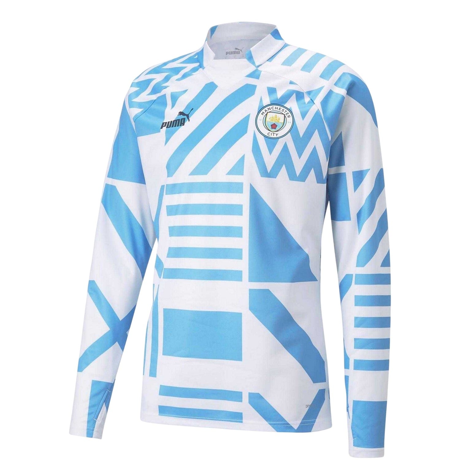 White-Blue - Front - Puma Mens Prematch 22-23 Manchester City FC Top
