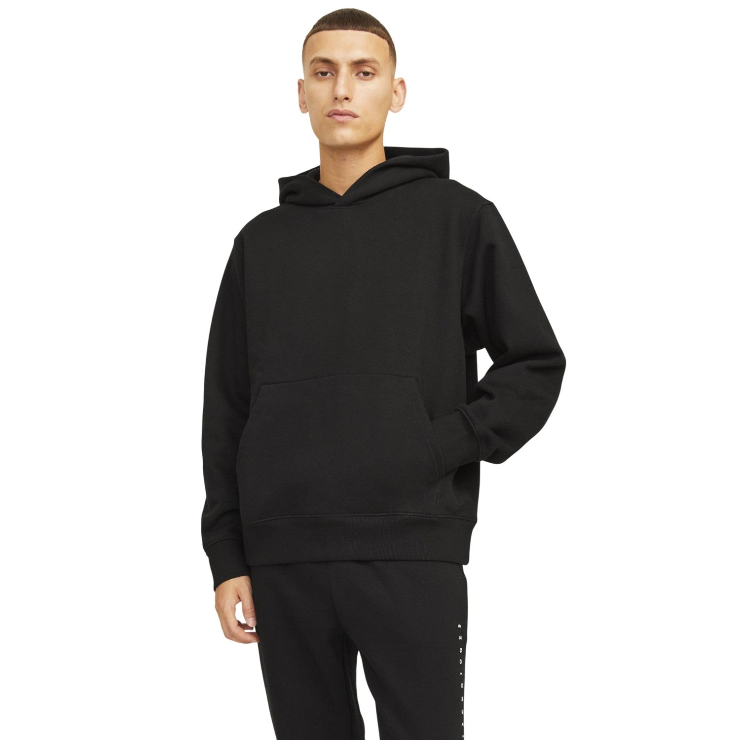Black - Side - Jack And Jones Mens Brushed Hoodie
