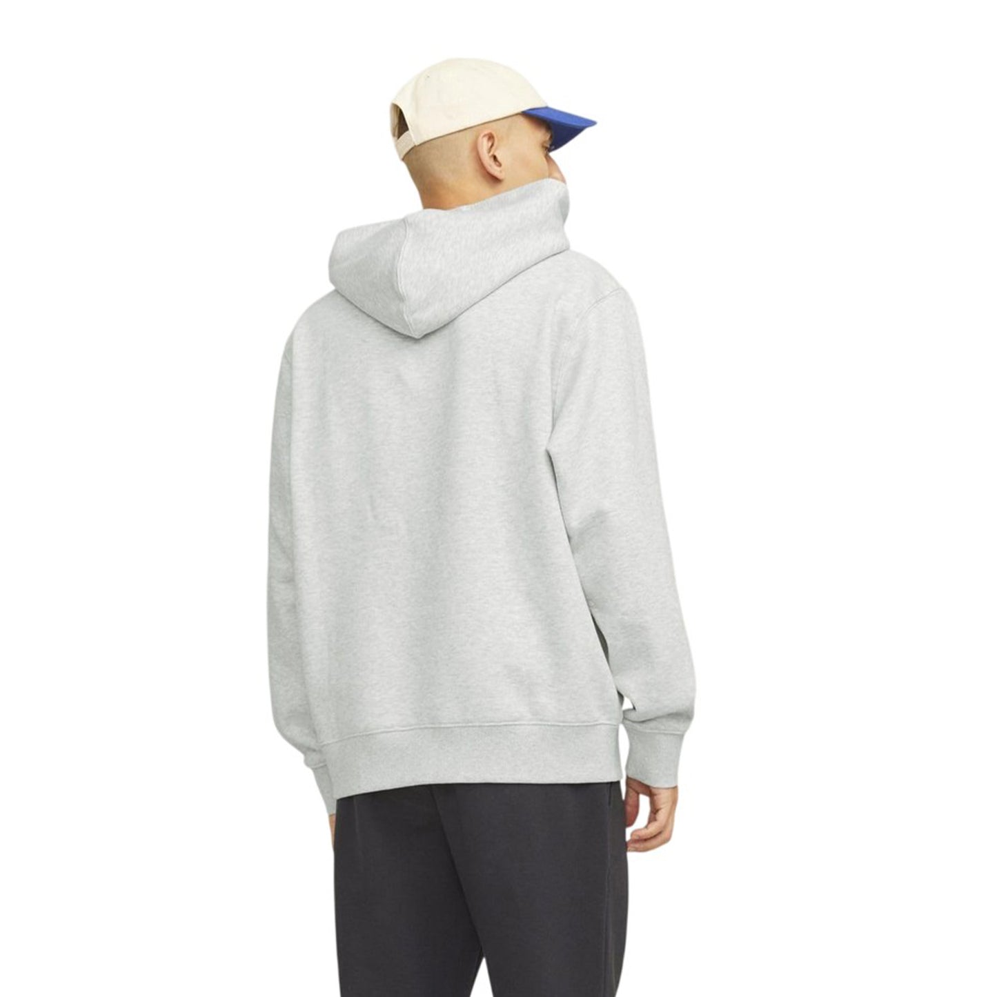 White Melange - Back - Jack And Jones Mens Brushed Hoodie