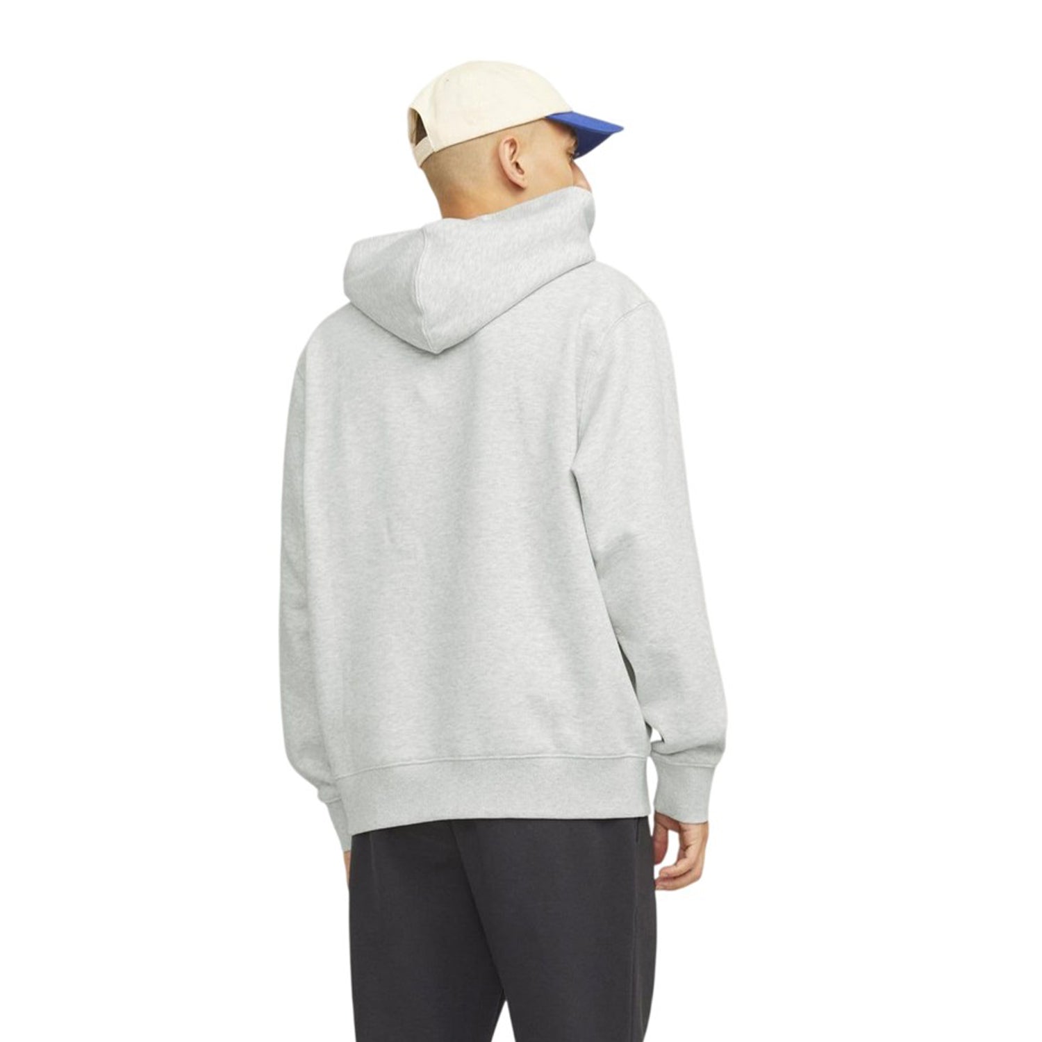 White Melange - Back - Jack And Jones Mens Brushed Hoodie