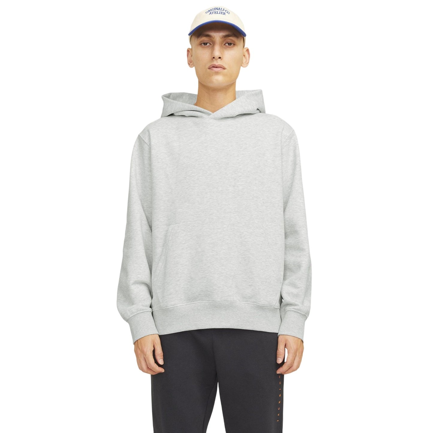 White Melange - Side - Jack And Jones Mens Brushed Hoodie