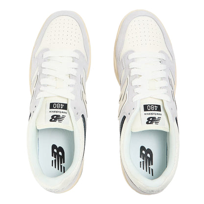 Grey-Sea Salt - Side - New Balance Mens BB480IGB Leather Trainers