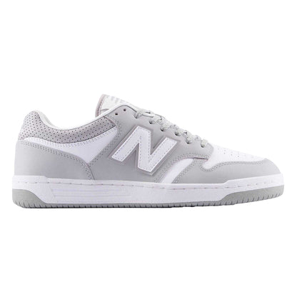 Grey-White - Front - New Balance Mens BB480IGB Leather Trainers