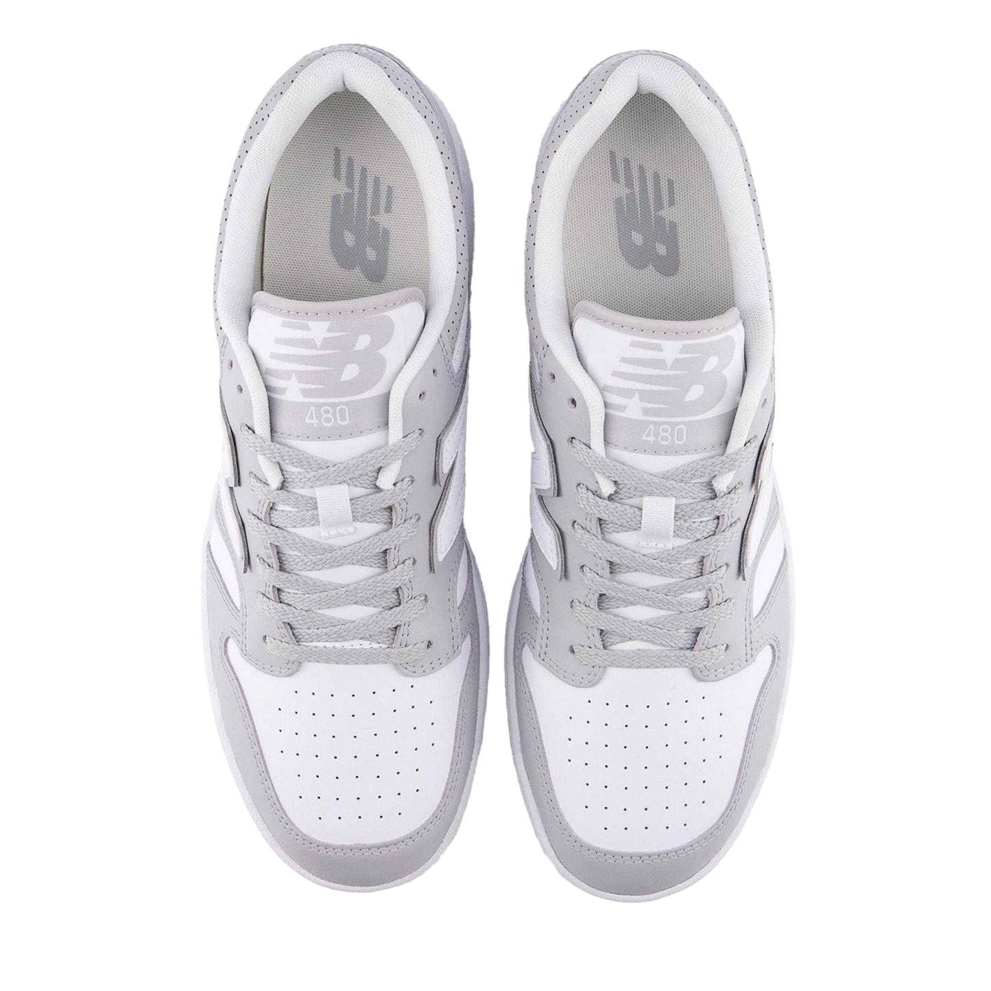 Grey-White - Side - New Balance Mens BB480IGB Leather Trainers