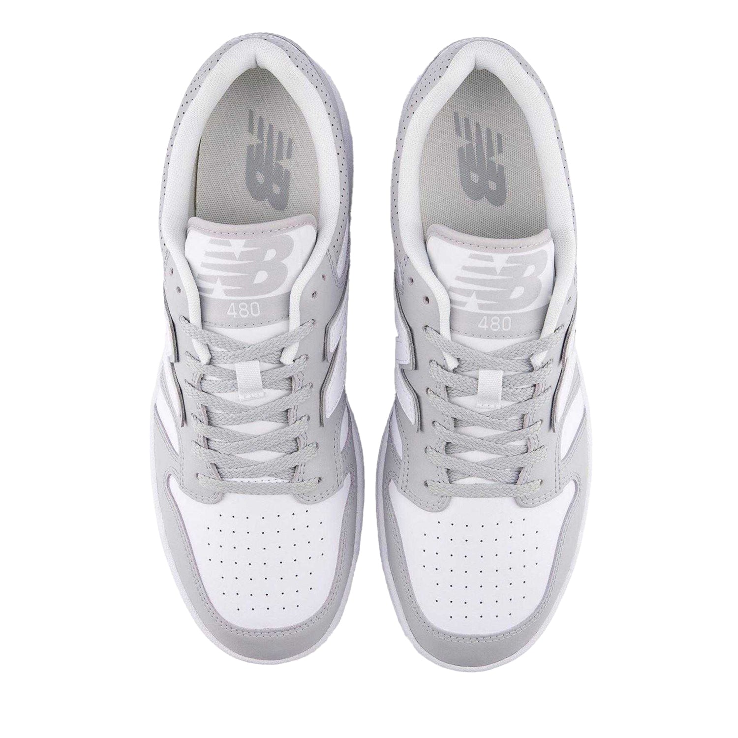 Grey-White - Side - New Balance Mens BB480IGB Leather Trainers