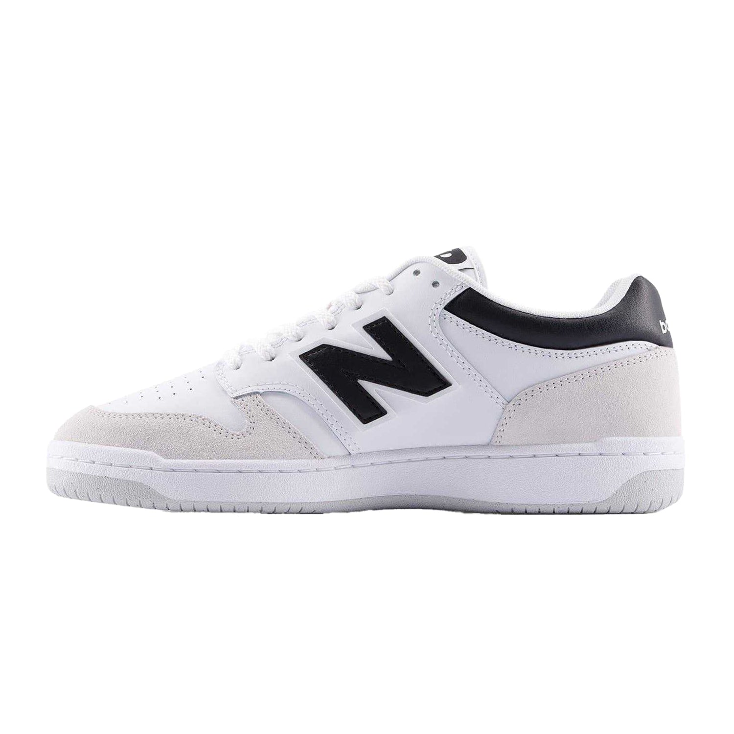 White-Black - Side - New Balance Mens BB480IGB Leather Trainers