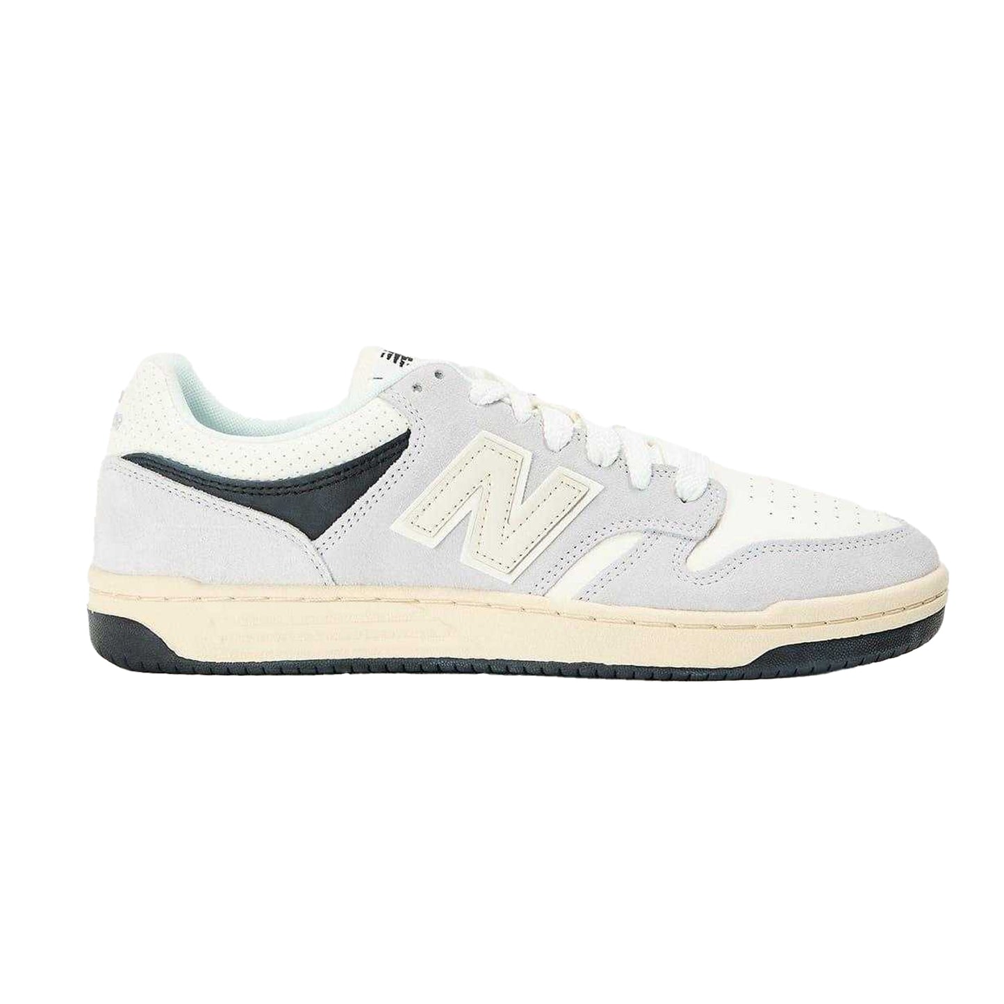 Grey-Sea Salt - Front - New Balance Mens BB480IGB Leather Trainers