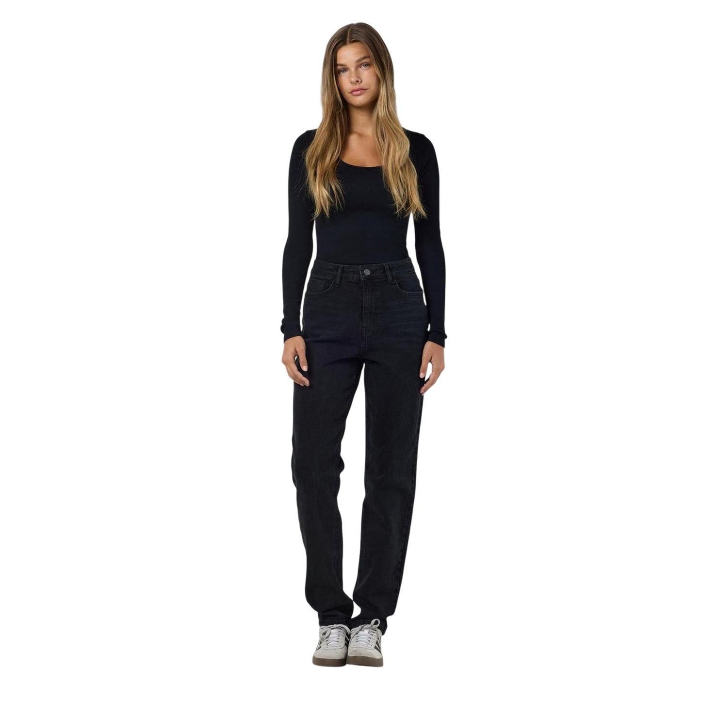 Black Denim - Side - Noisy May Womens-Ladies High Waist Mom Jeans
