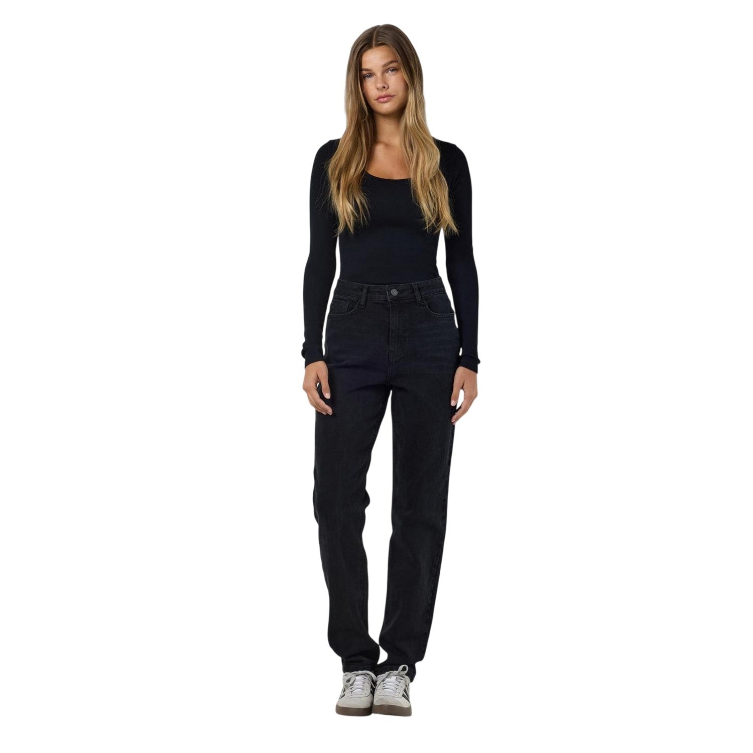 Black Denim - Side - Noisy May Womens-Ladies High Waist Mom Jeans