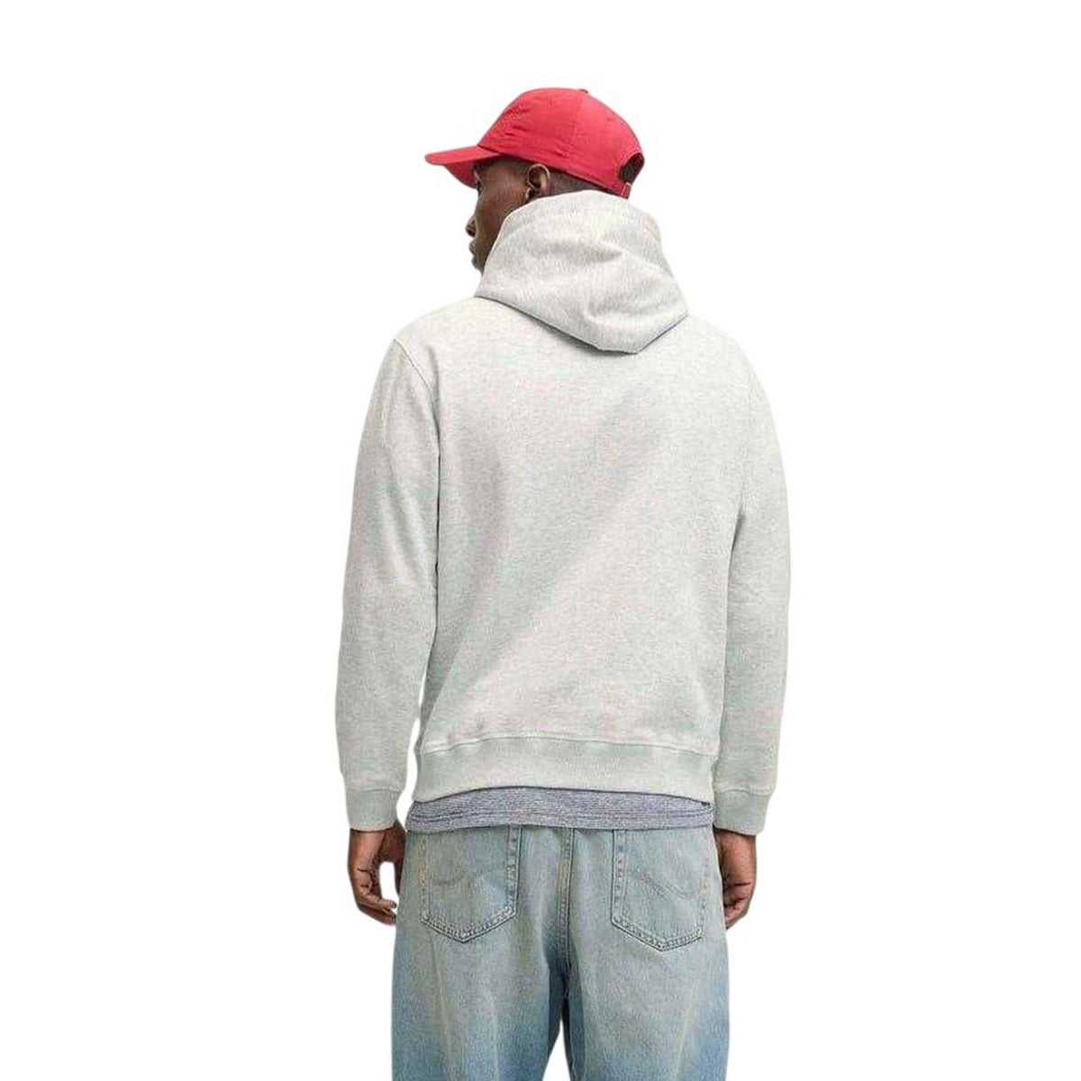 White Melange Marl - Back - Jack And Jones Mens Relaxed Fit Hoodie