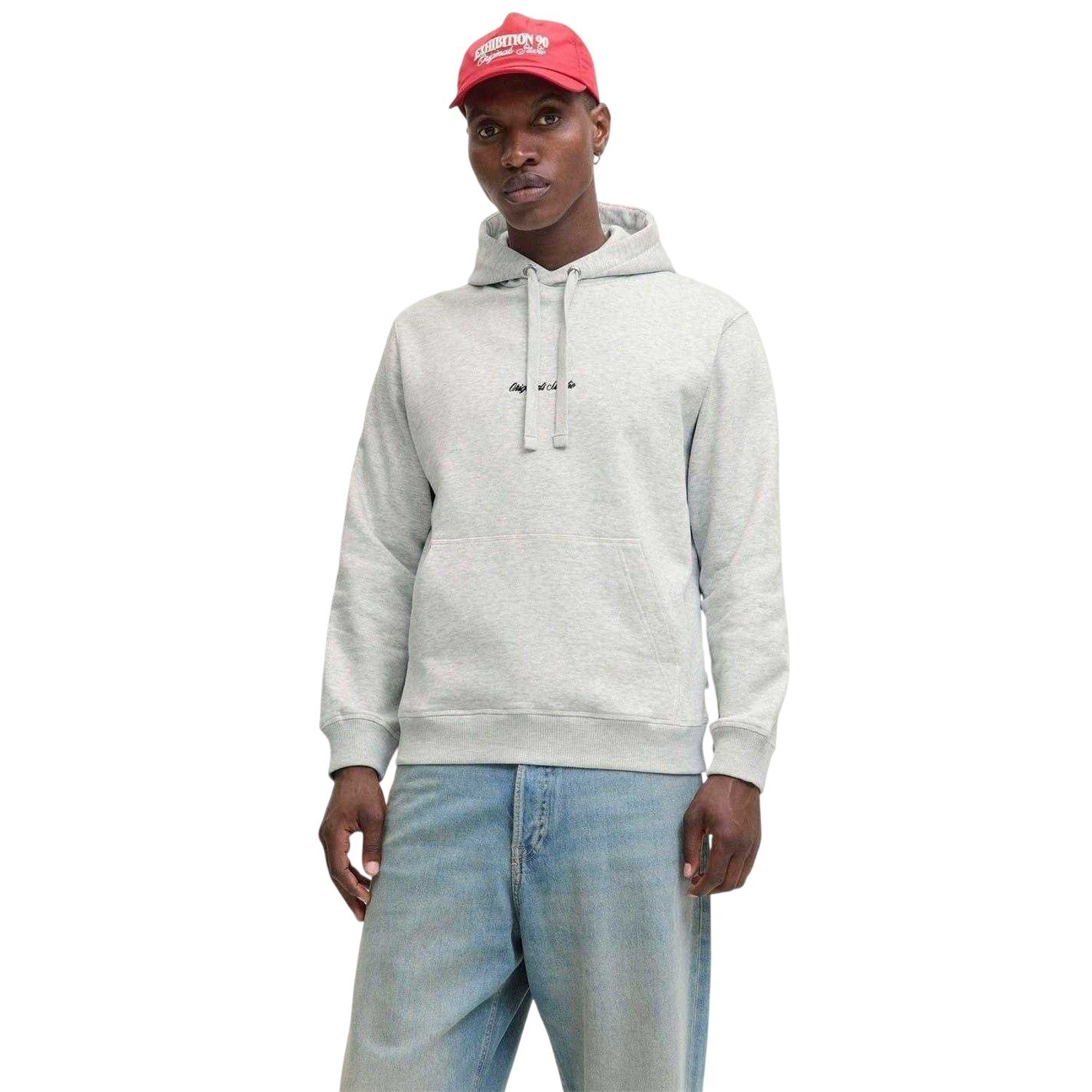White Melange Marl - Side - Jack And Jones Mens Relaxed Fit Hoodie