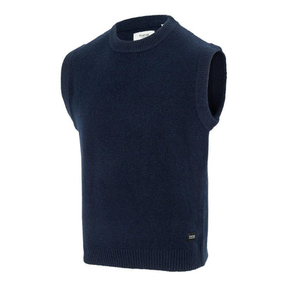 Navy - Side - Firetrap Mens Crew Neck Sleeveless Sweater Vest