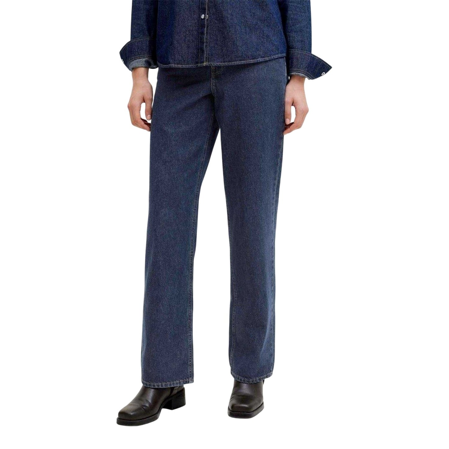 Dark Blue - Side - JJXX Womens-Ladies Loose Jeans